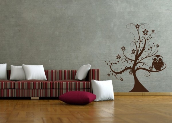 Wandtattoo Lustige Eule auf Zauberbaum | wandtattooladen.de