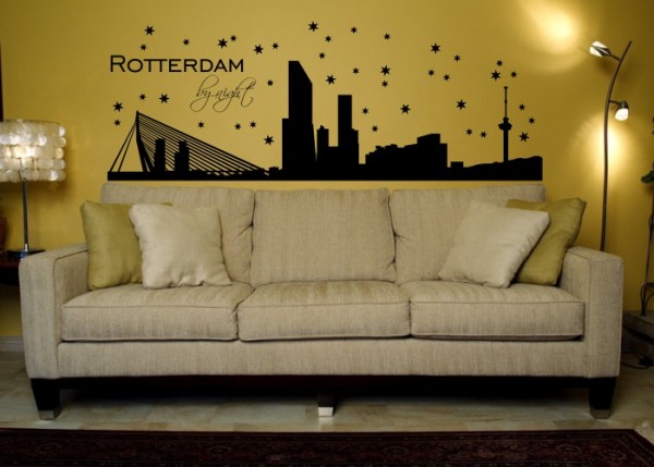 Wandtattoo Skyline Rotterdam by Night | wandtattooladen.de