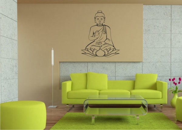Wandtattoo Buddha mit Lotusblume | wandtattooladen.de
