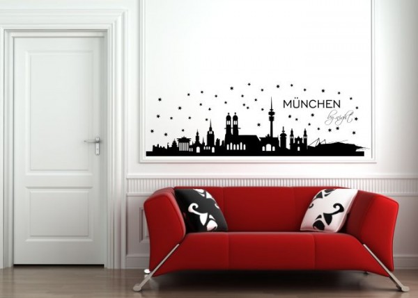 Wandtattoo Skyline München by Night | wandtattooladen.de