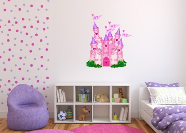 Wandsticker Rosa Prinzessinnen-Schloss | wandtattooladen.de