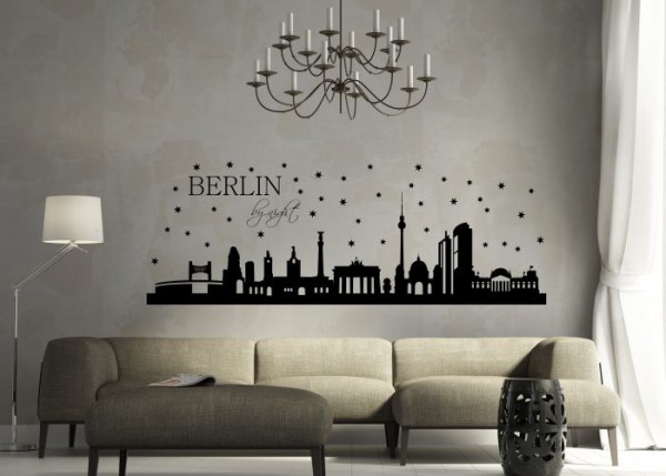 Wandtattoo Skyline Berlin by Night | wandtattooladen.de