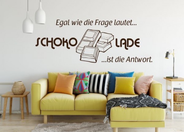 Wandtattoo Schokolade ist die Antwort | wandtattooladen.de
