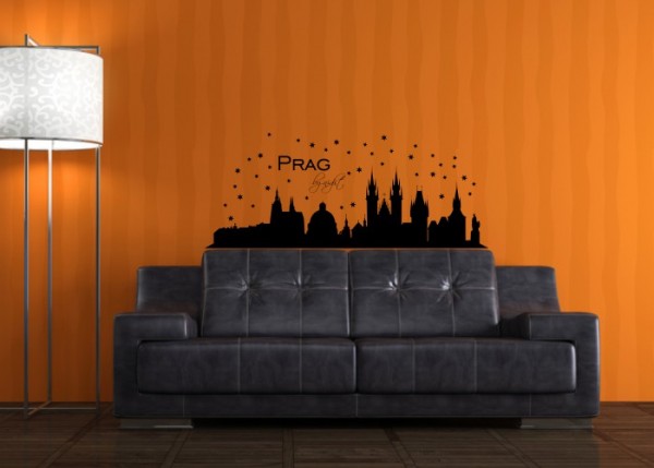 Wandtattoo Skyline Prag by Night | wandtattooladen.de