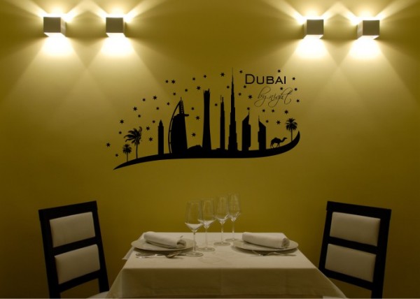 Wandtattoo Skyline Dubai by Night | wandtattooladen.de
