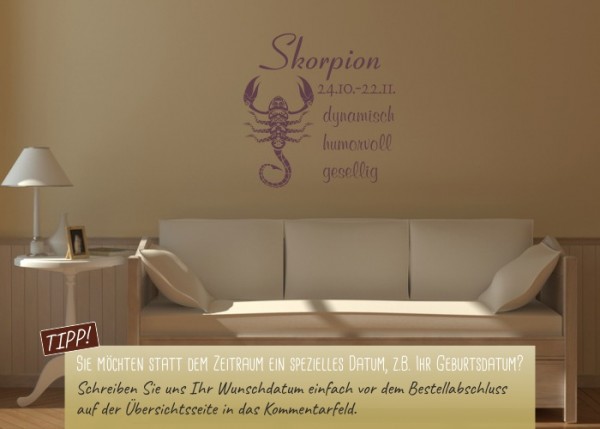 Wandtattoo Sternzeichen - Skorpion | wandtattooladen.de