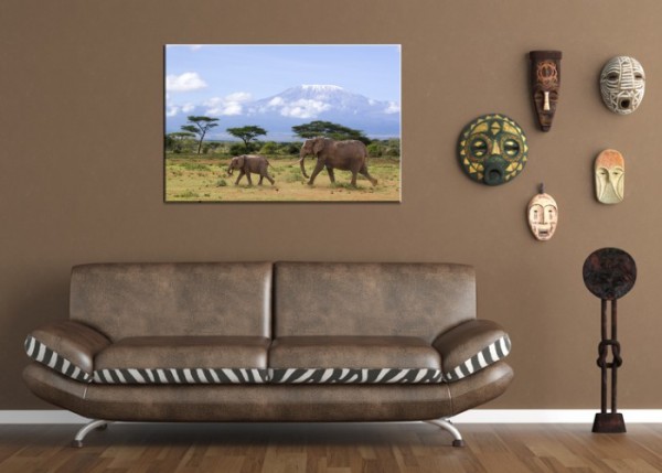 Wandbild - Elefanten am Kilimanjaro | wandtattooladen.de