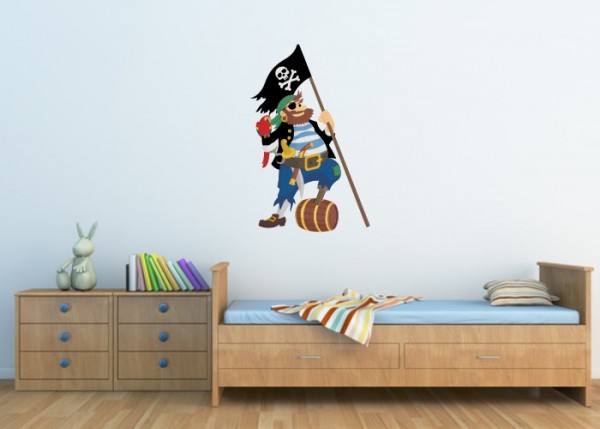 Wandsticker Pirat mit Flagge | wandtattooladen.de