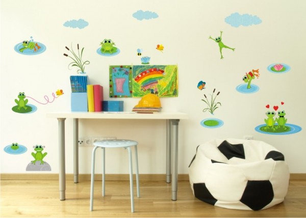 Wandsticker Lustige Frosch-Family, 19-teilig | wandtattooladen.de