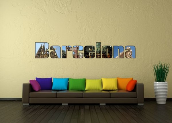 Wandsticker Panorama-Schriftzug Barcelona | wandtattooladen.de